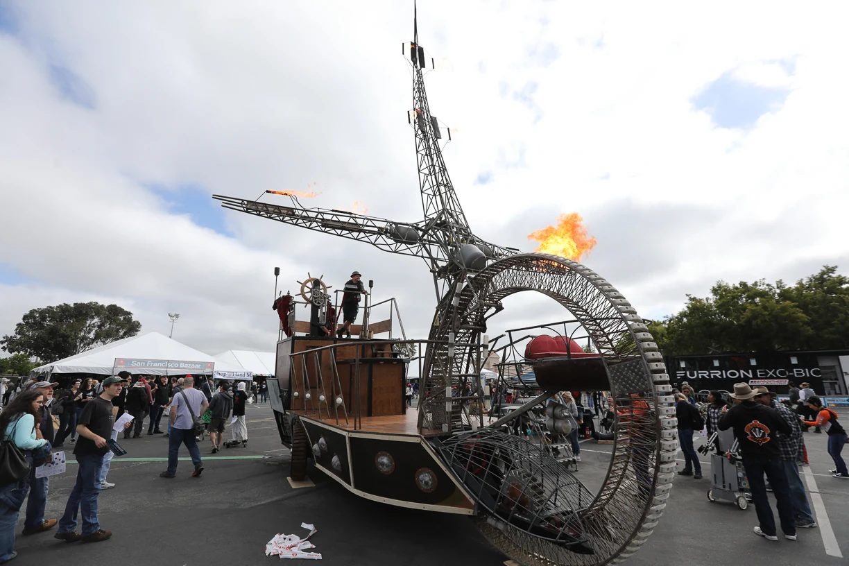 The Clock Ship Teresita operating its fire effect at a public event