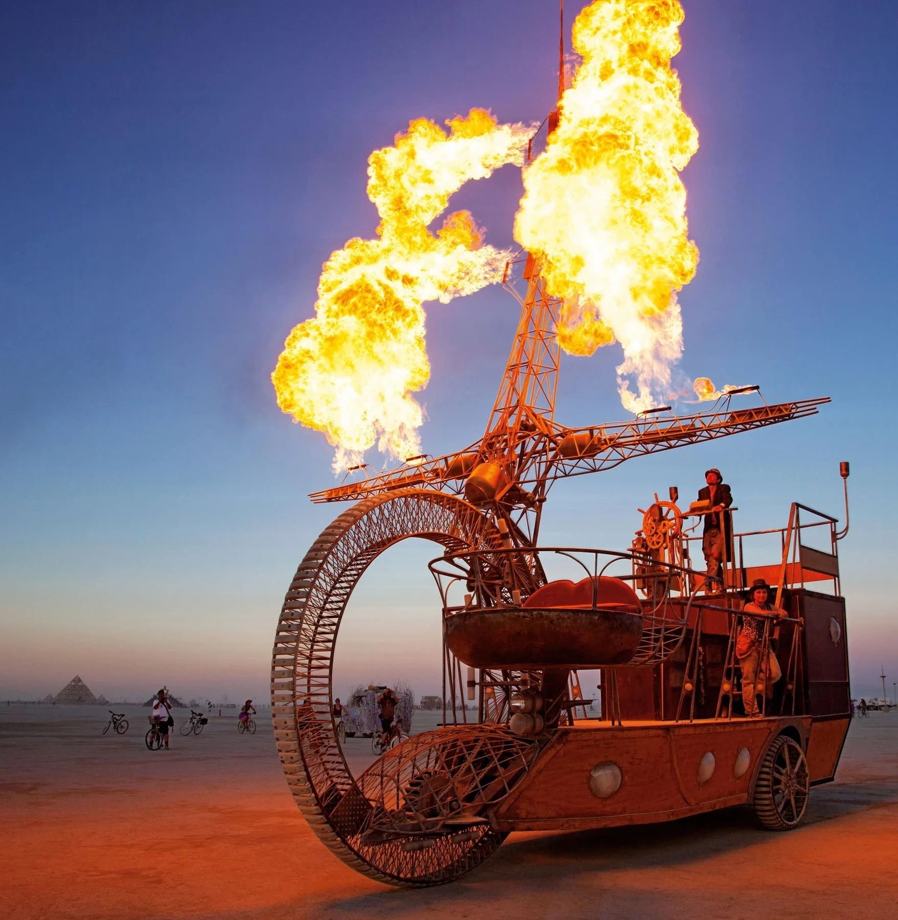 The Clock Ship Teresita firing the Sails of Fire at Black Rock City