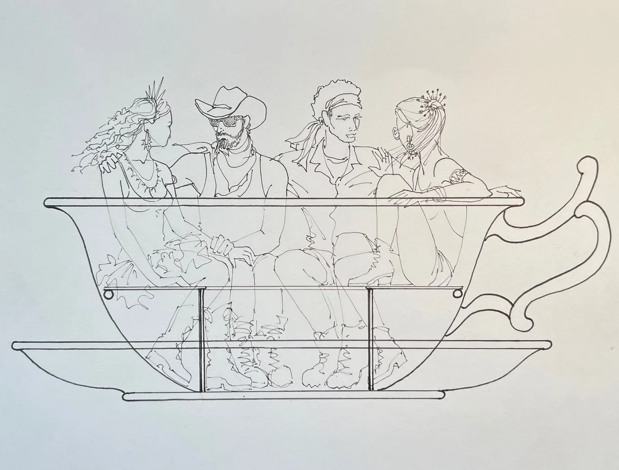 Early pencil concept sketch by Andrea Greenlees, the starting point for development of The End of Time